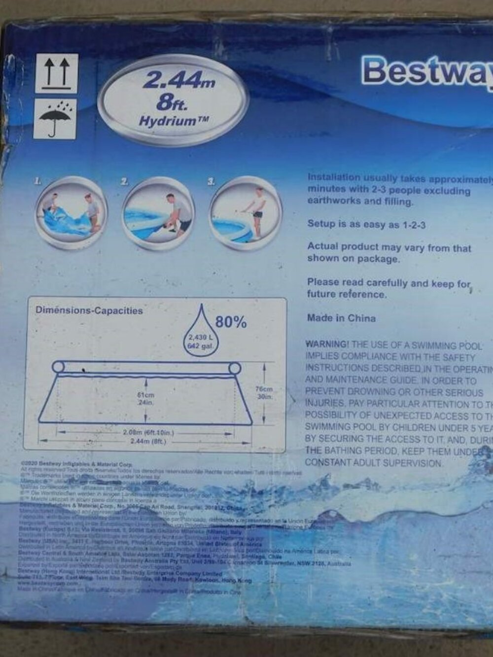 Bestway Hydrium 8 ft Fast Set Pool Above Ground Swimming Pool Kids Adults NEW - Picture 2 of 3